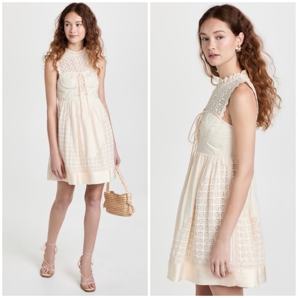 Ulla Johnson Sabrina Lace-Up Sweetheart Mini Dress Ivory 6 NWT - Picture 6 of 16